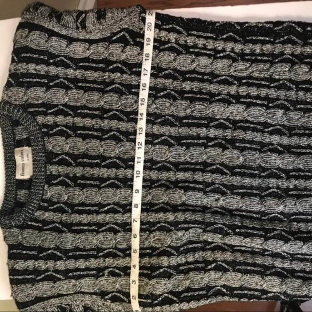 Franco Valeri Vintage 80s Cable Knit Metallic Knit Sweater Top Tunic Chunky Rare - Picture 14 of 15